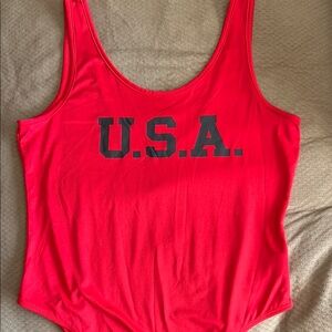 SHEIN Red Fitted Tank Top Bodysuit